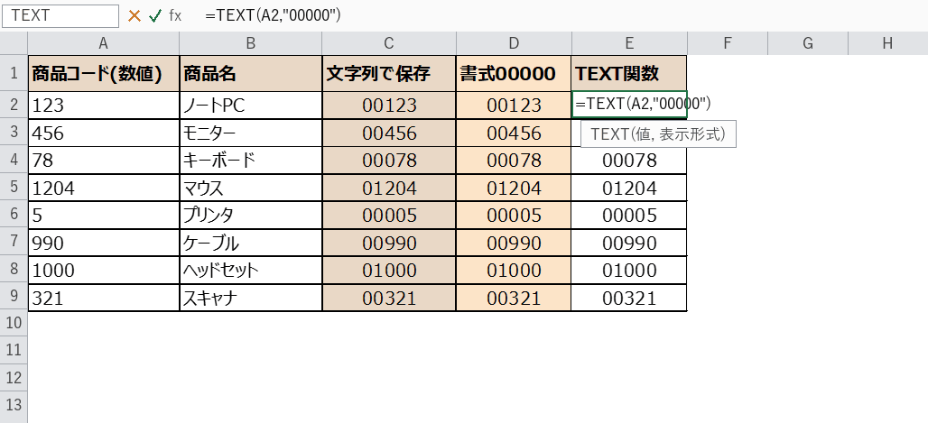 TEXT関数の入力画面