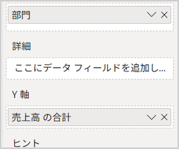 カテゴリとY軸のフィールド（拡大）