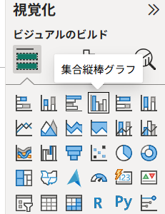 視覚化ペインのアイコン（集合縦棒グラフ）